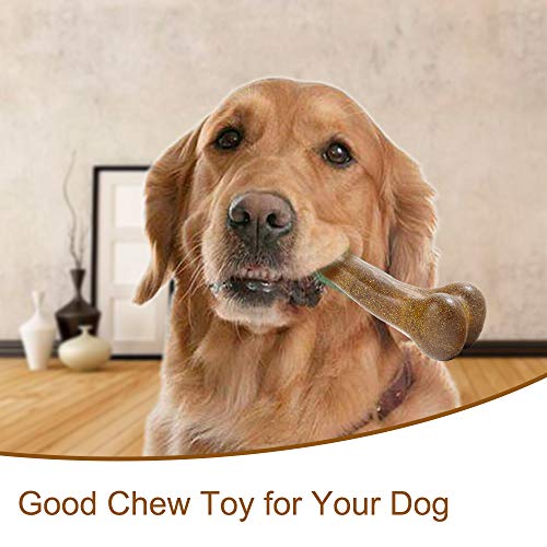 YoTelim Dog Toys for Aggressive Chewers Large Breed, Natural Bamboo Fibers Puppy Toys Non-Toxic Interactive Dog Toys Nearly Indestructible Chewing Bones for Small Dogs
