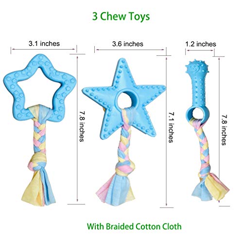 Volacopets Puppy Toys for Teething, Puppy Chew Toys for Small Dogs, Puppy Supplies, Blue, Small Breed Corgi Size, 5 Pack