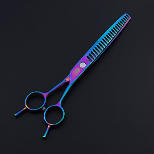 6.5"/8.0'' Professional Japanese Steel Twin Tail Downward Curved Pet Grooming Thinning/Blending Scissors Dog&cat Grooming Chunkers Shear (A-8 inch-Chunker)