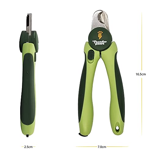 Thunderpaws Professional-Grade Nail Clippers for Dogs Nail Trimmer for Dogs with Safety Guard and Nail File - Nail Clippers for Large Dogs - Dog Nail Clipper&Dog Toenail Clippers (Medium-Large, Green)