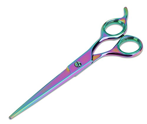 Dog Hair Scissors for Grooming - 7.5 Inch Straight Rainbow - Beautiful - Comfortable - Ergonomic - Professional - Durable - Sharp - Dog Hair Cutting Scissors for Grooming - Sheers for Dog Grooming