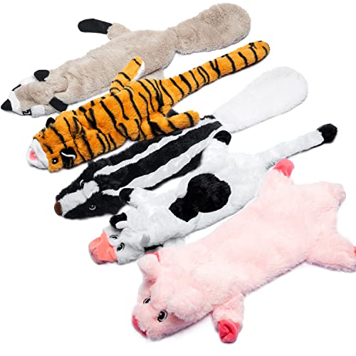 Erich Dog Squeak Toy No Stuffing Puppy Toy Soft Plush Dog Chew Toy Pack - 5 Packs