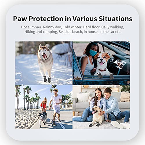 Shandus Dog Boots for Large Medium Small Dogs Anti-Slip, Snow Winter Dog Booties, Dog Shoes for Hot Pavement, Paw Protector for Dogs with Adjustable Reflective Straps, 4Pcs