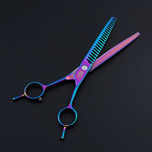 6.5"/8.0'' Professional Japanese Steel Twin Tail Downward Curved Pet Grooming Thinning/Blending Scissors Dog&cat Grooming Chunkers Shear (A-8 inch-Chunker)