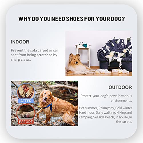 Shandus Dog Boots for Large Medium Small Dogs Anti-Slip, Snow Winter Dog Booties, Dog Shoes for Hot Pavement, Paw Protector for Dogs with Adjustable Reflective Straps, 4Pcs