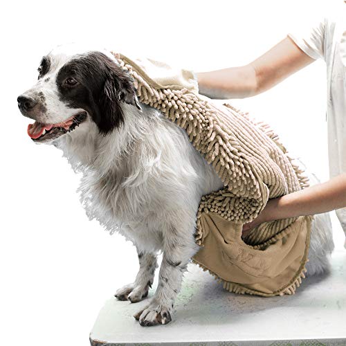 Tuff Pupper Large Dog Shammy Towel | Ultra Absorbent | Durable 35 x 15 Size for Dogs of All Breeds | Quick Drying Chenille Fabric | Designed for Indoor and Outdoor Use | Machine Washable