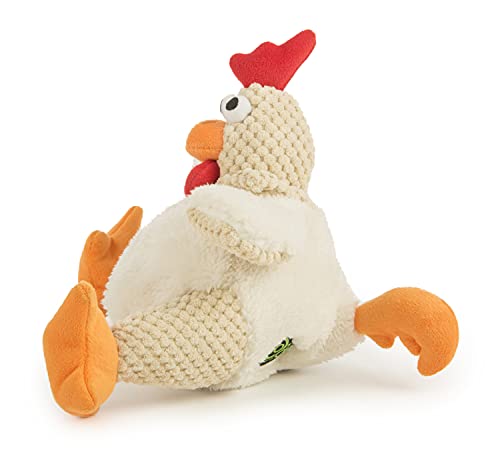 goDog Checkers Fat Rooster with Chew Guard Technology Tough Plush Dog Toy, White, Large (770882)