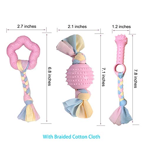 Volacopets Puppy Toys for Small Dogs, Puppy Teething chew Toys, Dog Toys Small Dogs, Pink, 5 pcs