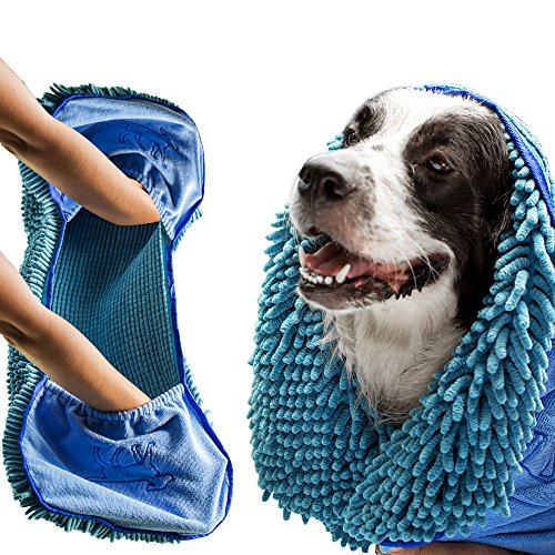 Tuff Pupper Large Dog Shammy Towel | Ultra Absorbent | Durable 35 x 15 Size for Dogs of All Breeds | Quick Drying Chenille Fabric | Designed for Indoor and Outdoor Use | Machine Washable