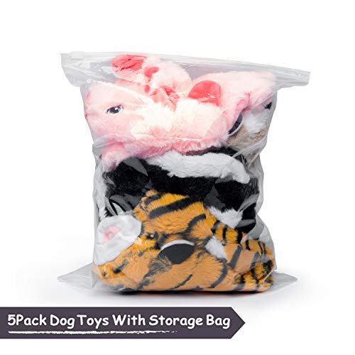 Erich Dog Squeak Toy No Stuffing Puppy Toy Soft Plush Dog Chew Toy Pack - 5 Packs
