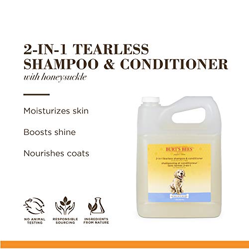 Burt's Bees for Puppies Tearless 2-in-1 Dog Shampoo | Dog Shampoo for Puppies Soothes and Softens Dog Fur | Natural Dog Shampoo for All Dogs Puppy Shampoo Gallon Shampoo
