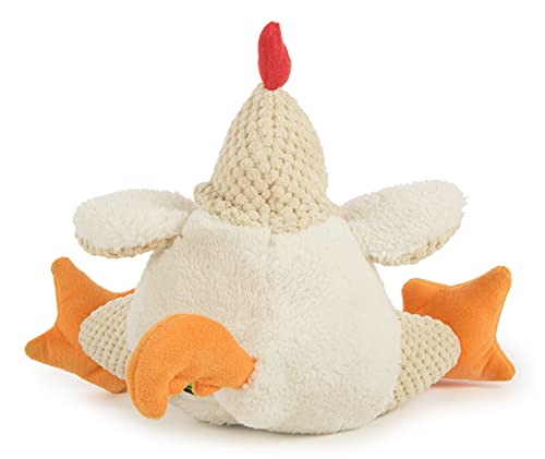 goDog Checkers Fat Rooster with Chew Guard Technology Tough Plush Dog Toy, White, Large (770882)