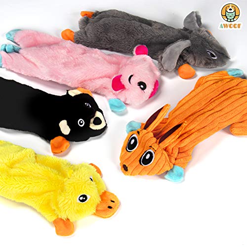 AWOOF No Stuffing Dog Toys, 5 Pack Dog Squeaky Toys Durable Dog Chew Toy Set for Puppy Small Medium Large Dog