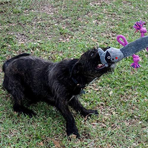 rocket & rex No Stuffing Dog Toy | Unstuffed Dog Toys Bundle with Squeakers | Set Includes a Stuffing Free Rope Toy, Rubber Squeaker Toy and Plush Toy | for Small to Medium Breeds