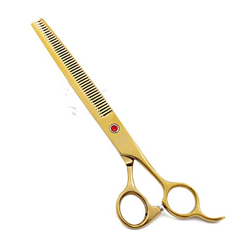 Moontay Professional 8.0" Dog Grooming Scissors Set, 4-pieces Straight, Upward Curved, Downward Curved, Thinning/Blending Shears for Dog, Cat and Pets, JP Stainless Steel, Gold