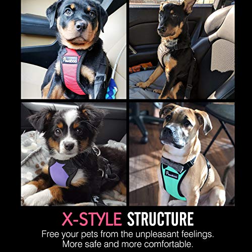 Pawaboo Dog Safety Vest Harness, Pet Car Harness Vehicle Seat Belt with Adjustable Strap and Buckle Clip, Easy Control for Driving Traveling Safety for Small Medium Dogs Cats, Large, Rose Red