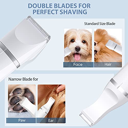oneisall Dog Clippers with Double Blades, Cordless Small Dogs Hair Grooming Trimmer, Low Noise Dog Grooming Clippers, Pet Trimmer for Trimming Hair Around Paws, Eyes, Ears, Face, Rump