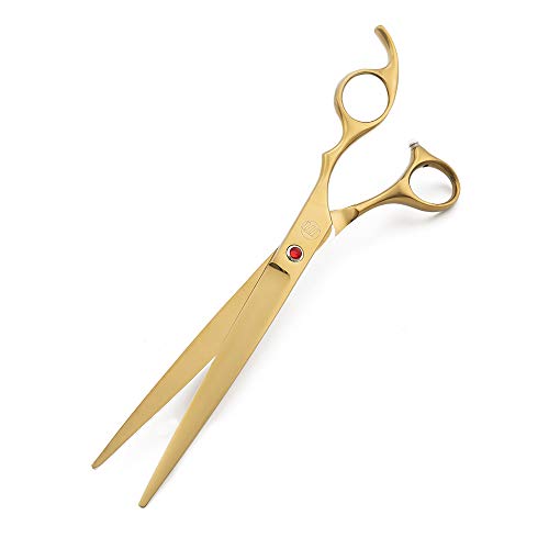 Moontay Professional 8.0" Dog Grooming Scissors Set, 4-pieces Straight, Upward Curved, Downward Curved, Thinning/Blending Shears for Dog, Cat and Pets, JP Stainless Steel, Gold