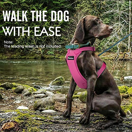 Pawaboo Dog Safety Vest Harness, Pet Car Harness Vehicle Seat Belt with Adjustable Strap and Buckle Clip, Easy Control for Driving Traveling Safety for Small Medium Dogs Cats, Large, Rose Red