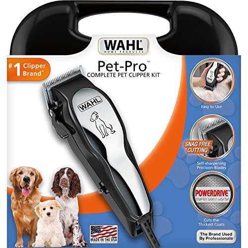 Wahl Clipper Pet-Pro Dog Grooming Kit, Quiet Heavy Duty Electric Dog Clippers For Thick, Heavy Coats, for All Breeds of Dogs and Cats - By The Brand Used By Professionals 9281-210