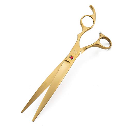 Moontay Professional 8.0" Dog Grooming Scissors Set, 4-pieces Straight, Upward Curved, Downward Curved, Thinning/Blending Shears for Dog, Cat and Pets, JP Stainless Steel, Gold