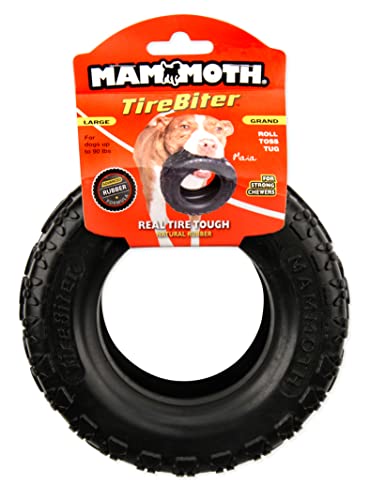 Mammoth TireBiterII â Natural Rubber Dog Toys for Extreme Chewers â Dog Toys for Extra Long Interactive Play â Aggressive Chewer Toys for Medium - Large Dogs - Large 6â