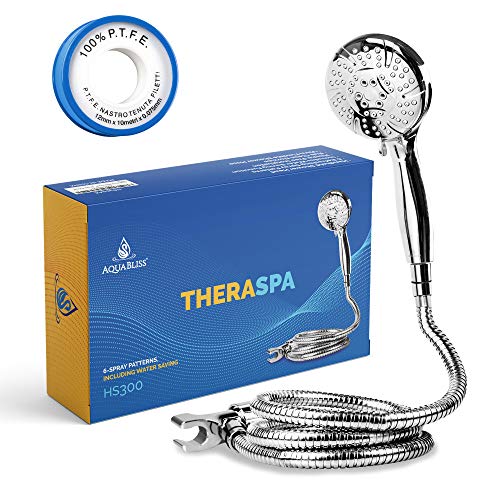 AquaBliss TheraSpa Hand Shower â 6 Mode Massage Shower Head with Hose High Pressure to Gentle Water Saving Mode - 6.5 FT No-Tangle Handheld Shower Head with Extra Long Hose & Adj. Mount | Chrome