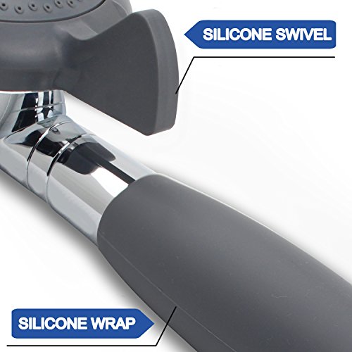 YOO.MEE ADA Handheld Shower Head- For Elderly, Parkinson, Arthritis or People Disabled in Action-w/Extra-Large Silicone Switching Device-w/Comfortable Grip Handle-w/Pause Setting-w/Soft Water, Chrome