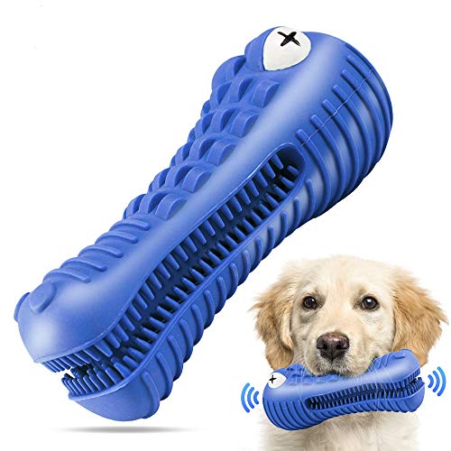 Dog Chew Toys for Aggressive Chewers Large Breed,RexSoul Rubber Dog Toothbrush & Squeaky Chew Toys,Reduces Plaque & Tartar Teeth Cleaning Pet Toys, Tough Tear-Resistant Crocodile Shape Dog Toys