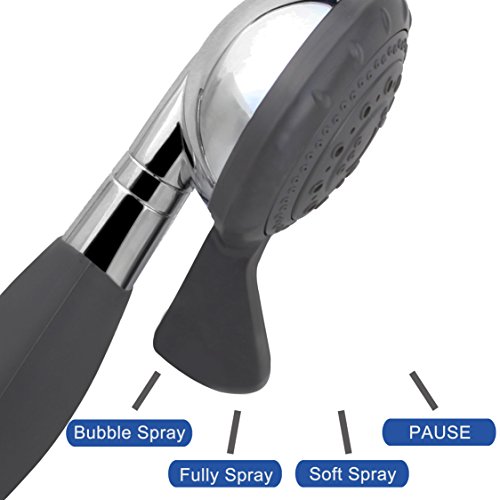 YOO.MEE ADA Handheld Shower Head- For Elderly, Parkinson, Arthritis or People Disabled in Action-w/Extra-Large Silicone Switching Device-w/Comfortable Grip Handle-w/Pause Setting-w/Soft Water, Chrome