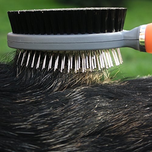 Professional Double Sided Pin & Bristle Brush for Dogs & Cats by GoPets Grooming Comb Cleans Pets Shedding & Dirt for Short Medium or Long Hair