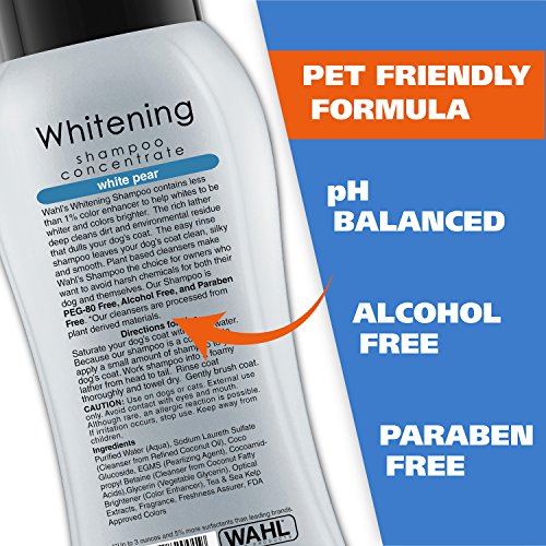 Wahl White Pear Brightening Shampoo for Pets â Whitening & Animal Odor Control with Silky Smooth Results for Grooming Dirty Dogs â 24 oz