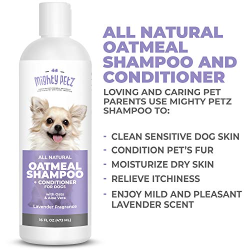 2-in-1 Oatmeal Dog Shampoo and Conditioner â All Natural Relief for Itchy, Dry, Sensitive Skin with Soothing Aloe Vera + Baking Soda + pH balanced. Get Smelly Dogs Coat Fresh and Moisturized, 16 oz