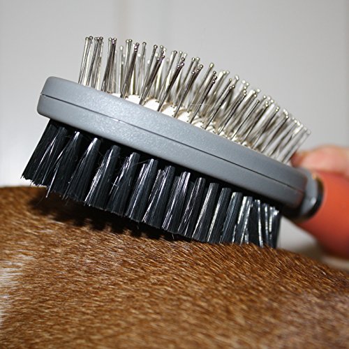 Professional Double Sided Pin & Bristle Brush for Dogs & Cats by GoPets Grooming Comb Cleans Pets Shedding & Dirt for Short Medium or Long Hair