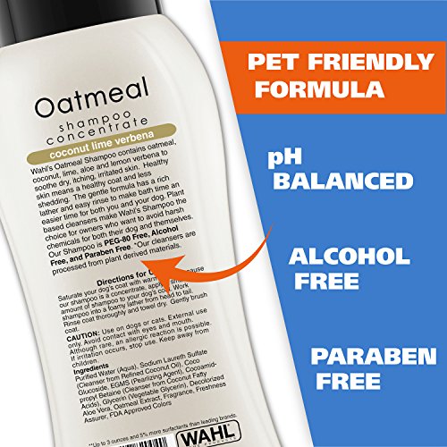 Wahl Dry Skin & Itch Relief Pet Shampoo for Dogs â Oatmeal Formula with Coconut Lime Verbena & 100% Natural Ingredients â 24 Oz