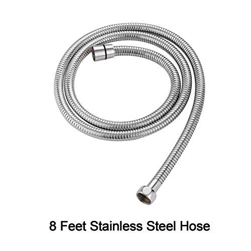 SUMERAIN Pet Shower Sprayer, Dog Shower Attachment with Solid Brass Shower Arm Diverter and Flow regulating Sprayer, 8 Feet Extra Long Hose, Chrome Finish