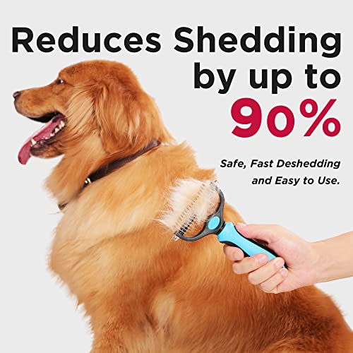 Nidawi Dog Brushes for Grooming Large Dogs Pet Dematting Comb Undercoat Rake Shedding Tool for Long Haired Dogs & Cats (Large, Blue)