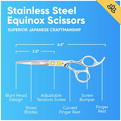 Equinox Professional Razor Edge Series Barber Hair Cutting Scissors - Japanese Stainless Steel Salon Scissors - 6.5 Overall Length - Fine Adjustment Tension Screw - Premium Shears for Hair Cutting