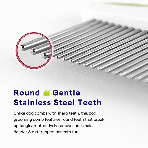Dog Comb for Removes Tangles and Knots - Cat Comb for Removing Matted Fur - Grooming Tool with Stainless Steel Teeth and Ergonomic Grip Handle - Best Pet Hair Comb for Home Grooming Kit - Ebook Guide