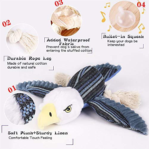 Sedioso Plush Dog Toy,?3-Pack,Bulbul,Duck,Eagle? Interactive Stuffed Dog Toys for Boredom,Cute Squeaky Dog Chew Toys for Puppy,Small,Medium,Large Breed
