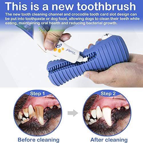 Dog Chew Toys for Aggressive Chewers Large Breed,RexSoul Rubber Dog Toothbrush & Squeaky Chew Toys,Reduces Plaque & Tartar Teeth Cleaning Pet Toys, Tough Tear-Resistant Crocodile Shape Dog Toys