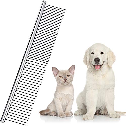 Boao Stainless Steel Pet Comb Pet Grooming Comb Rounded Teeth Dog Comb for Large, Medium and Small Dogs and Cats with Tangled Short/Long Hair, 19 x 3 cm
