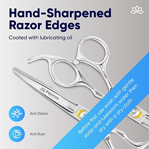 Equinox Professional Razor Edge Series Barber Hair Cutting Scissors - Japanese Stainless Steel Salon Scissors - 6.5 Overall Length - Fine Adjustment Tension Screw - Premium Shears for Hair Cutting