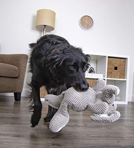goDog Checkers Elephant with Chew Guard Technology Tough Plush Dog Toy, Grey, Small, Gray (076983)