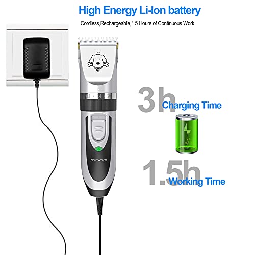 YIDON Dog Clippers,Dog Grooming kit Low Noise Cordless Rechargeable, Professional Pets Shaver Trimmers Shears with Comb Guides Scissors Nail Kits for Small Large Dogs Cats