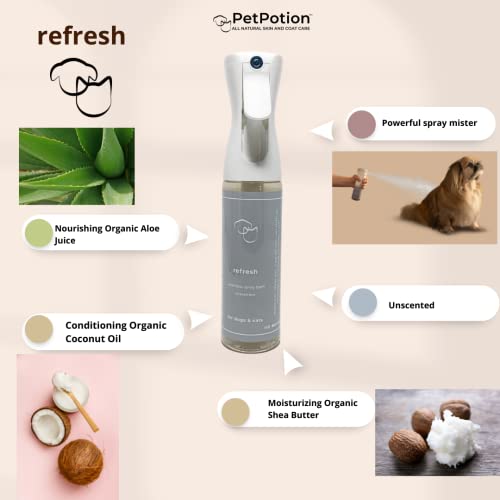PetPotion Refresh Waterless Shampoo for Dogs & Cats - All-Natural Spray Pet Bath - Odor Eliminating Pet Supplies - No Toxic Ingredients - Vet Recommended for Pet Grooming -Made in USA - 5.5 oz.