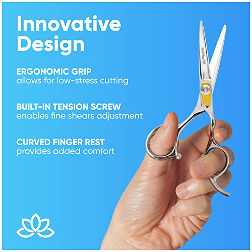 Equinox Professional Razor Edge Series Barber Hair Cutting Scissors - Japanese Stainless Steel Salon Scissors - 6.5 Overall Length - Fine Adjustment Tension Screw - Premium Shears for Hair Cutting