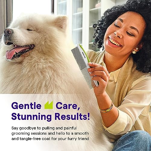 Dog Comb for Removes Tangles and Knots - Cat Comb for Removing Matted Fur - Grooming Tool with Stainless Steel Teeth and Ergonomic Grip Handle - Best Pet Hair Comb for Home Grooming Kit - Ebook Guide