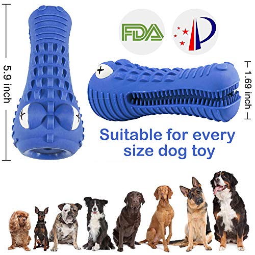 Dog Chew Toys for Aggressive Chewers Large Breed,RexSoul Rubber Dog Toothbrush & Squeaky Chew Toys,Reduces Plaque & Tartar Teeth Cleaning Pet Toys, Tough Tear-Resistant Crocodile Shape Dog Toys
