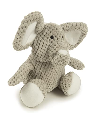 goDog Checkers Elephant with Chew Guard Technology Tough Plush Dog Toy, Grey, Small, Gray (076983)